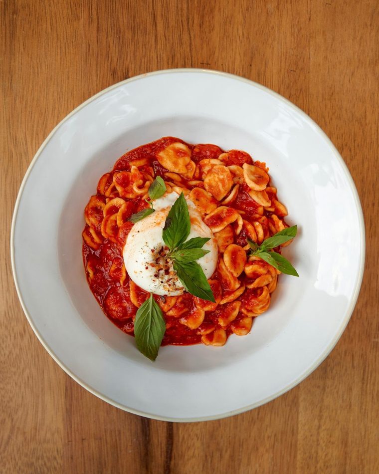 Pasta with burrata at Cucina Alba