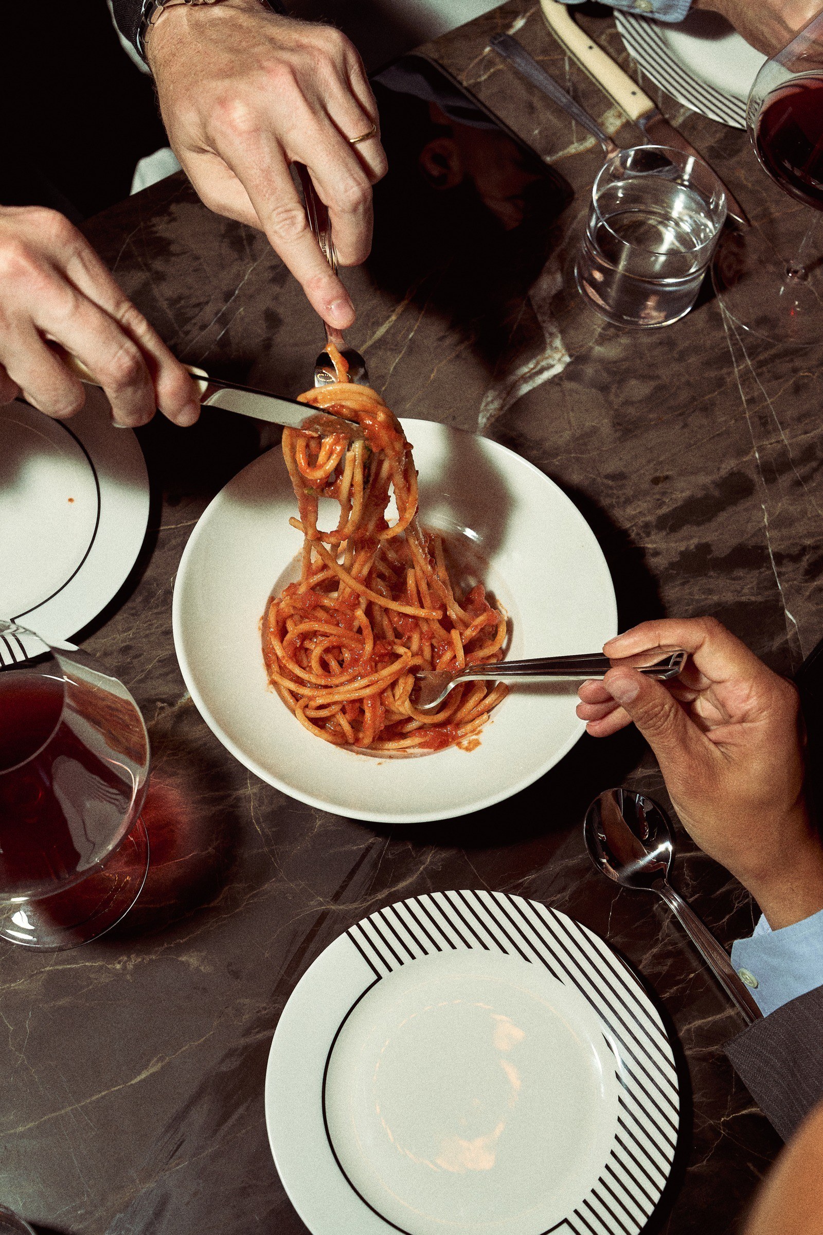 Pasta on the table at Romy