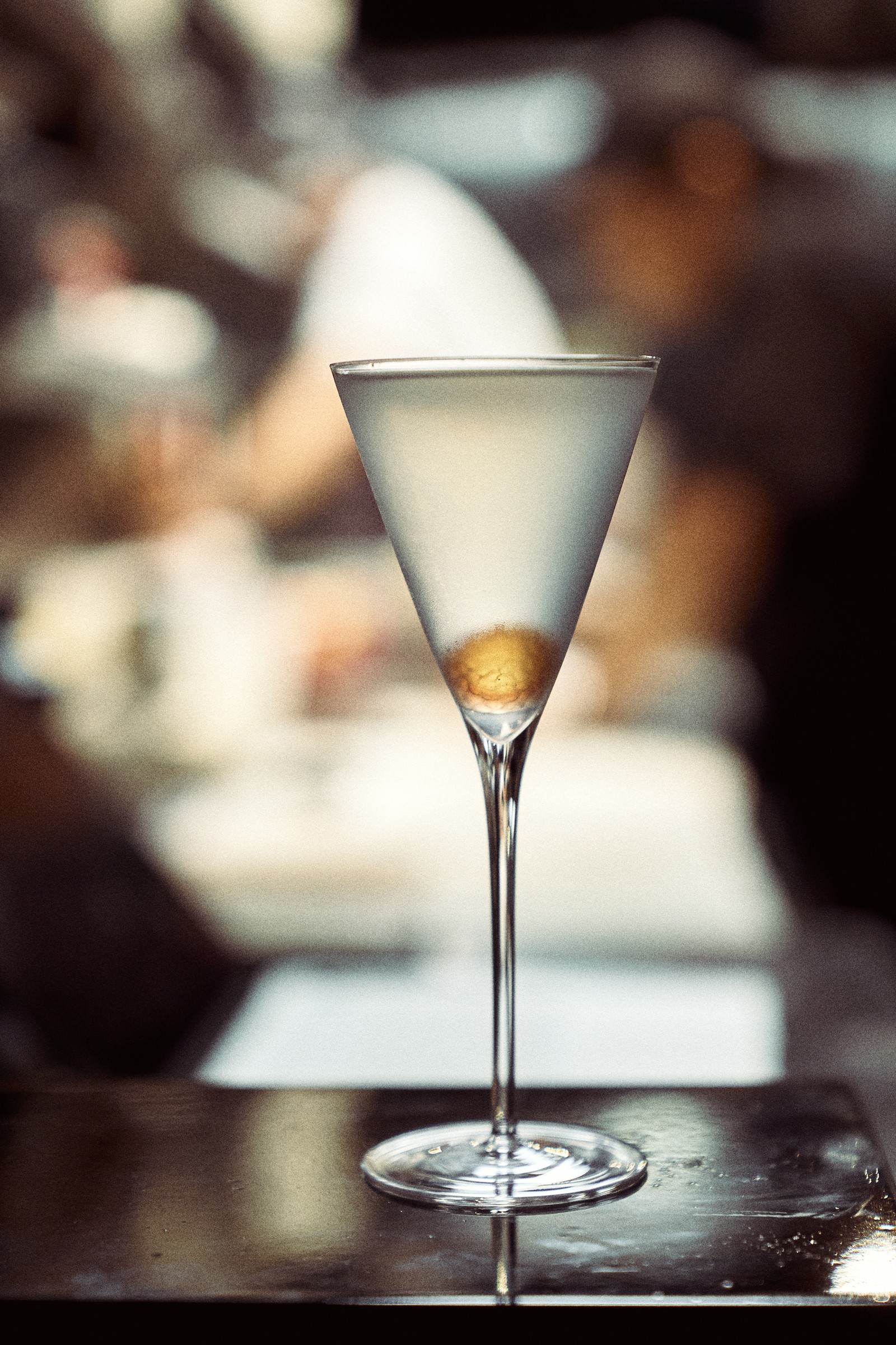 Martini with an olive at the Romy bar