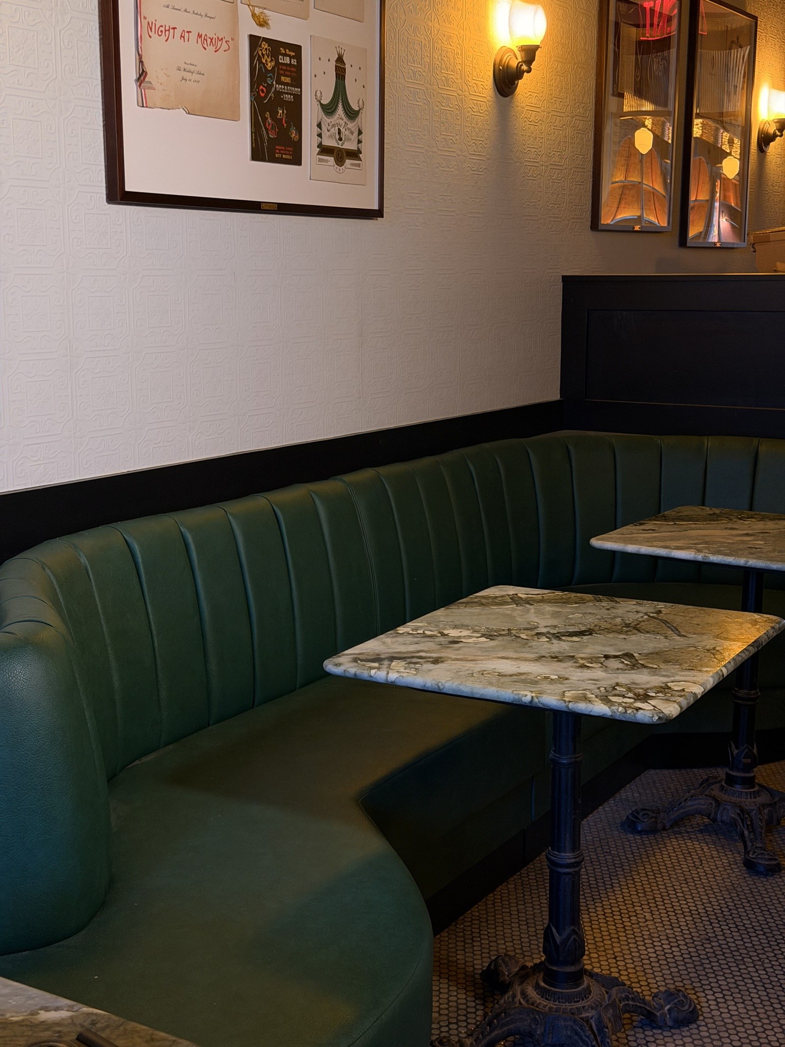 Marble table and booth at Susu's