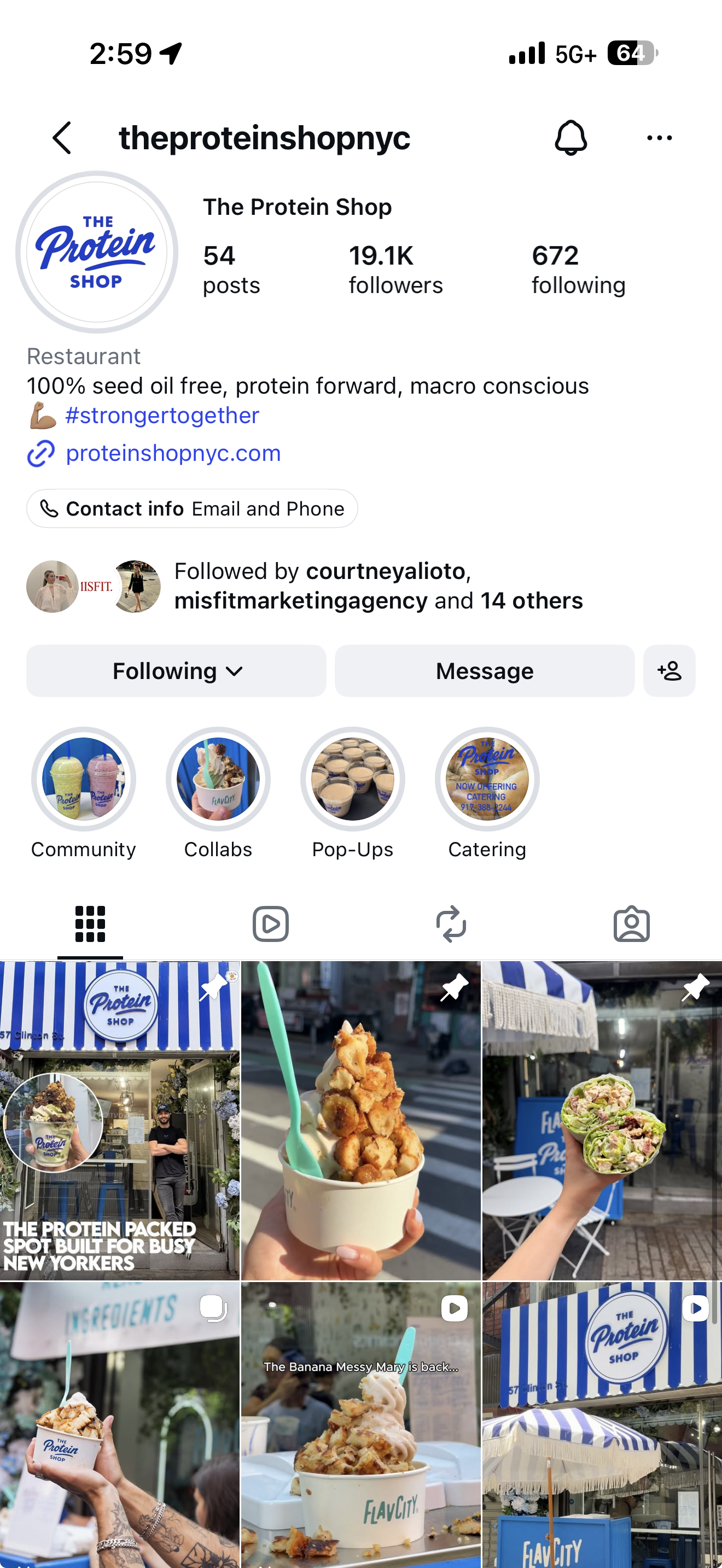 The Protein Shop Instagram profile
